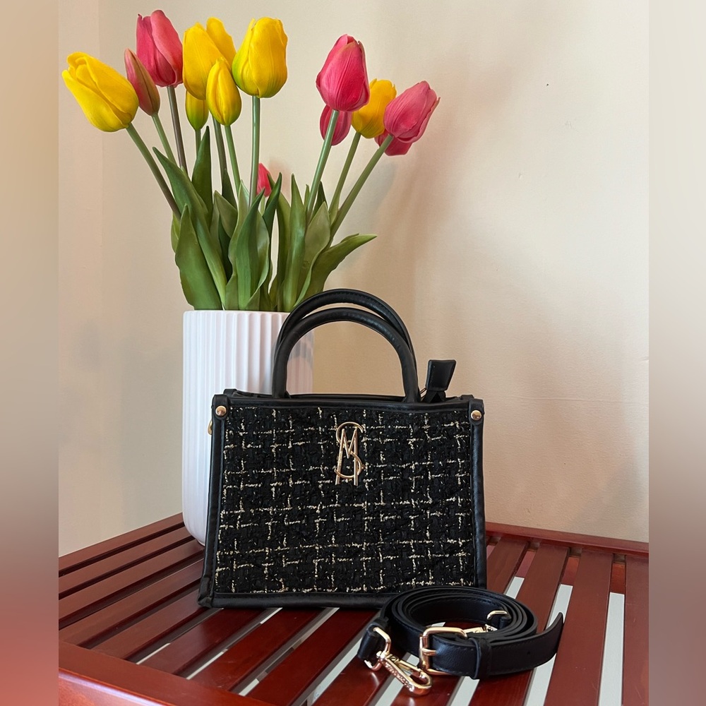 Black & Gold fabric Steve Madden purse